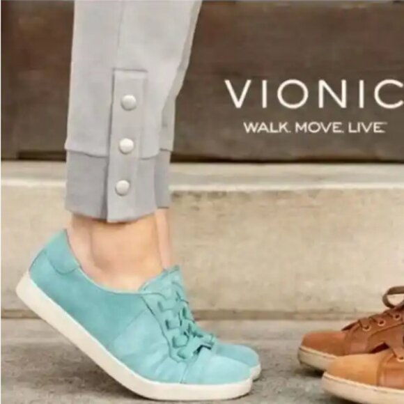 Vionic Shoes - VIONIC Sunny Jean Suede Sneakers in Mineral Size 9